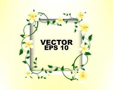 Beyaz sarı çiçek şablon tasarımı ile beyaz çerçeve