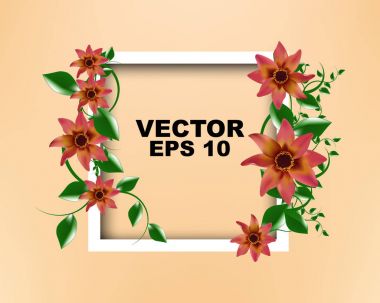 Beyaz çerçeve çiçek tasarım şablonu ile