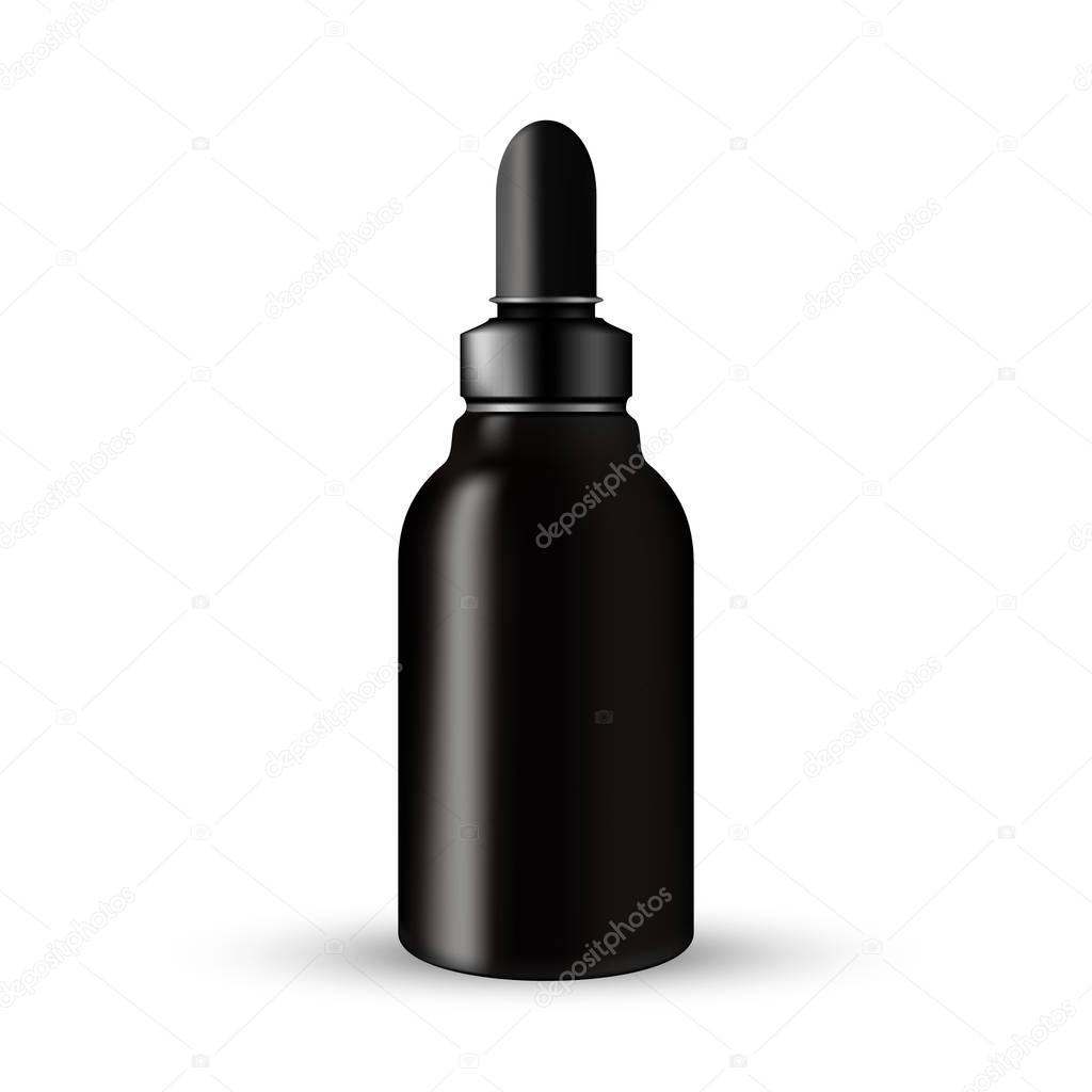 Dark Glass Cosmetic or medicine Bottle beauty products with black dropper lid