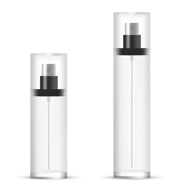Set di prodotti cosmetici grigi spray bottiglia di bellezza — Vettoriale Stock