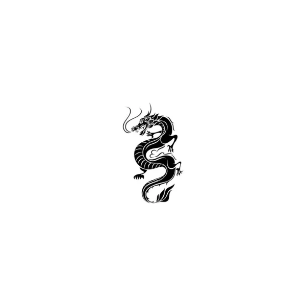 Dragon Noir Animal Chinois — Image vectorielle