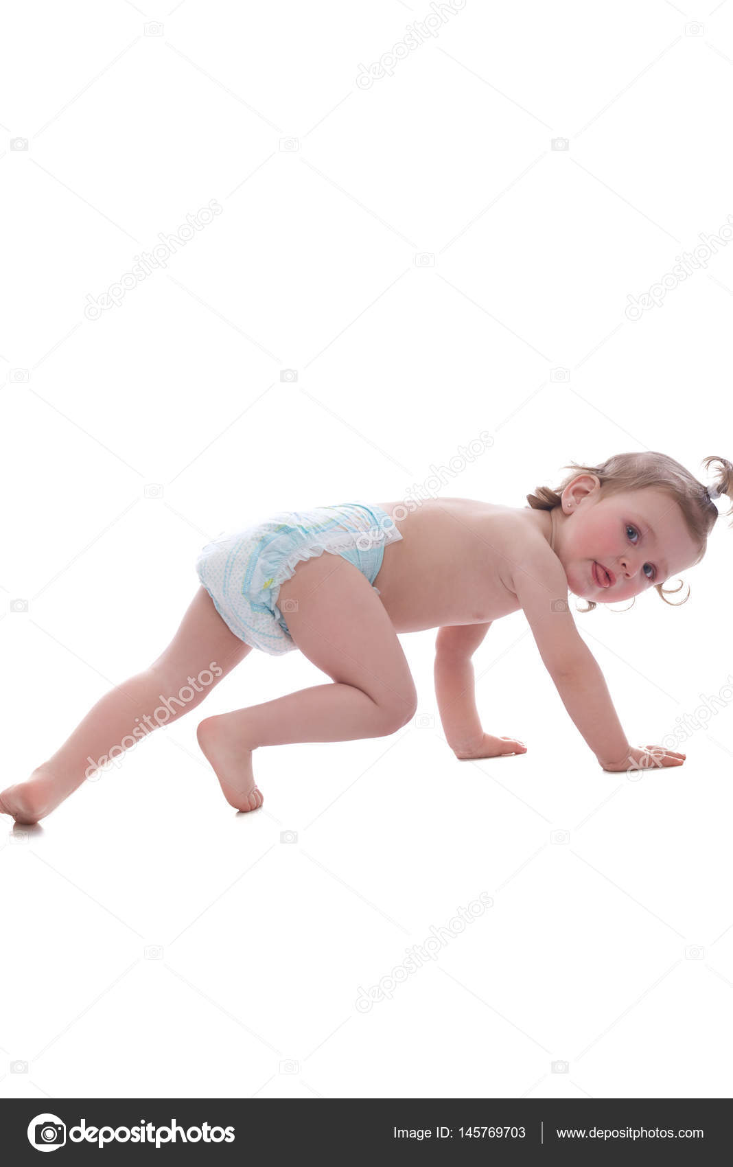 Girl wearing a diaper