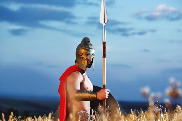 Soldier like spartan or antique roman. — Stock Photo, Image