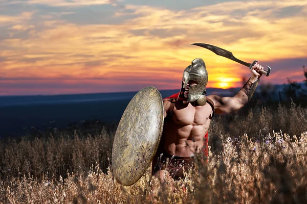 Incognito warrior like antique roman soldier. — Stock Photo, Image