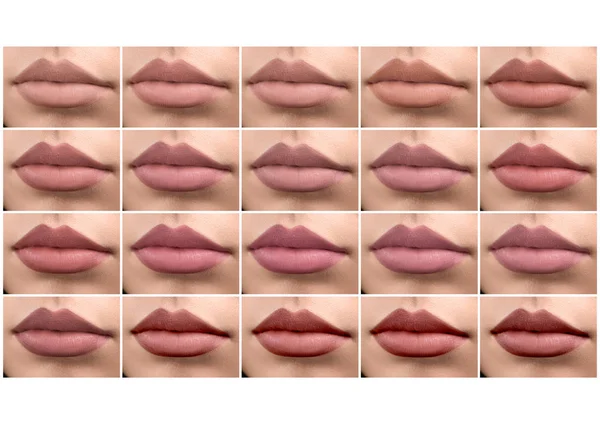 Collage weiblicher Lippen mit Lippenstift — Stockfoto