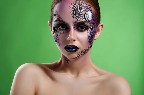 Maquillaje artístico modelo estudio disparos —  Fotos de Stock