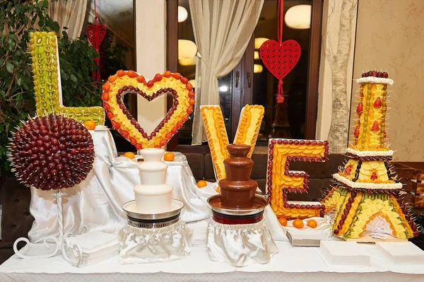 Table full of delicious desserts at the restaurant