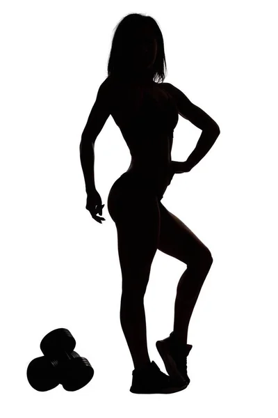 Silhouette di una donna fitness — Foto Stock