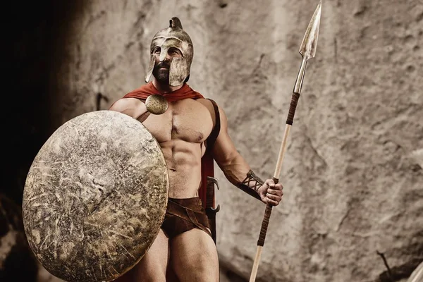 Skäggiga gladiator i rustning — Stockfoto