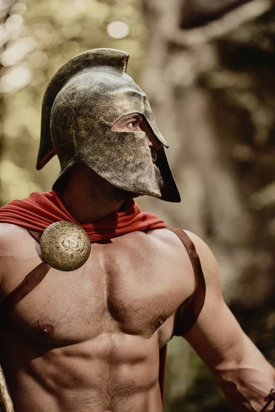 Strong Roman warrior in armor — Stock Photo, Image