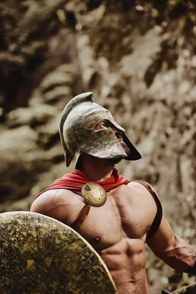 Male model in gladiator outfit — Stock Photo, Image