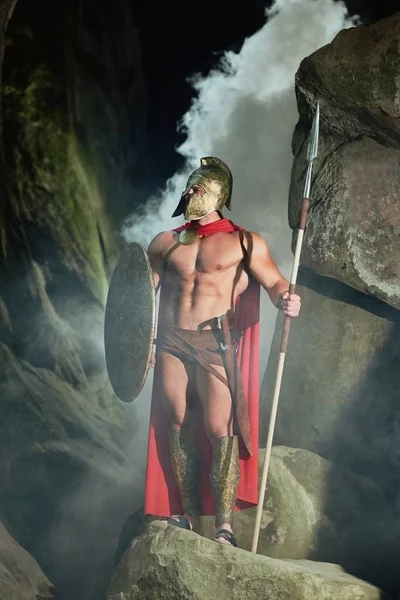 Male model in warrior armor — Stock Photo, Image