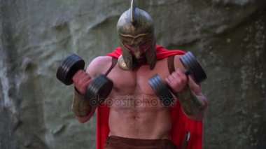 Ormanın ortasında çalışma dışarı içinde Ortaçağ savaşçı