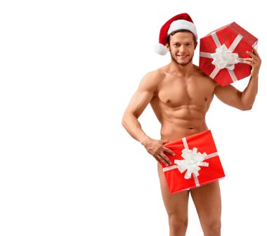 Santa ile poz çıplak sunar