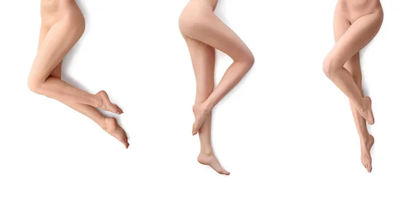 Krásné ženské nohy koláž izolované na bílém — Stock fotografie