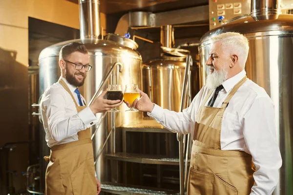 Esperti che esaminano birra, degustazione . — Foto Stock