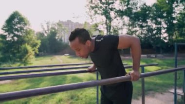 Afro american male athlete doing abdominal exercise