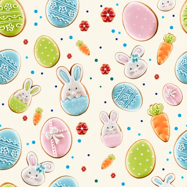 Easter ginger cookies on creamy background. — Stock Photo, Image
