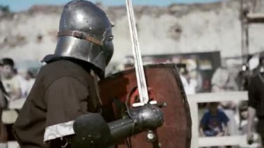 Nadvirna, Ukrayna - 24 Ağustos 2019: Orta Çağ Şövalyeleri turnuvası.