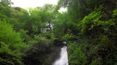 Mtirala Ulusal Parkı 'ndan Lake ve Tsablnari Şelalesi. Adjara Dağları Gürcü