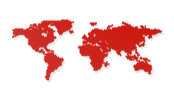 虚线的世界地图。从红桶的 3d 世界地图。3d 渲染 — 图库照片