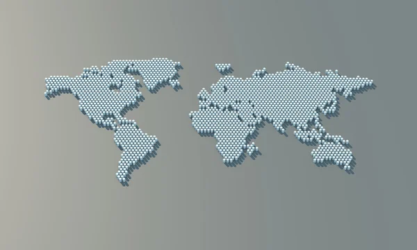 Tečkovaný svět mapa. 3D mapa světa ze sudů. 3D vykreslování — Stock fotografie