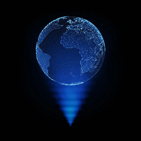 3d 홀로그램 지구입니다. 기술 디지털 글로브 세계 — 스톡 사진