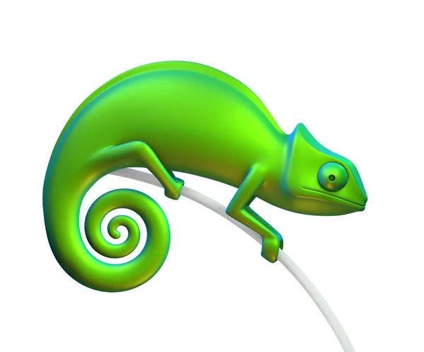 Green chameleon on a white background. 3d rendering — Stock Photo, Image