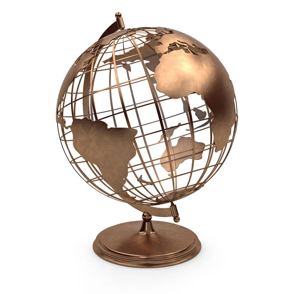 Metal retro globe view north america, europe, africa. 3d rendering — Stock Photo, Image