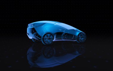 Gelecek mavi x-ışını konsept otomobil. 3D render