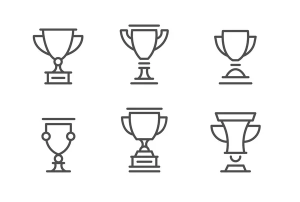 Het vastgestelde pictogram lijn trofee cups en awards — Stockvector