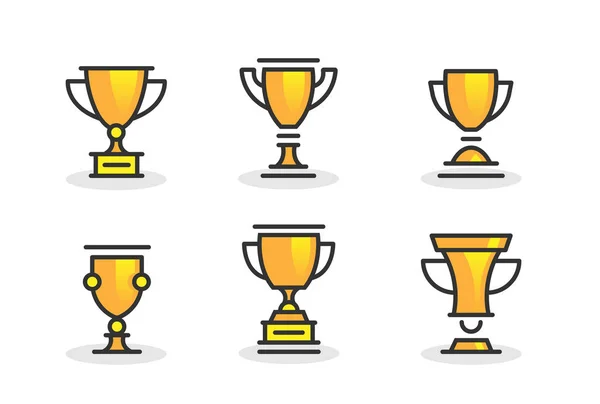 Icono copas de trofeo de oro y premios — Vector de stock