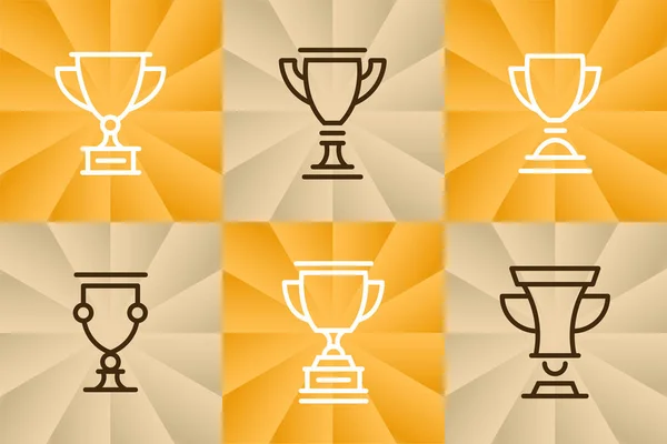 Set icono línea trofeo taza — Vector de stock