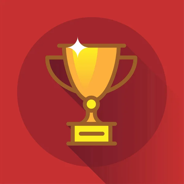 Platte pictogram gouden trofee bekers en awards op rode achtergrond — Stockvector