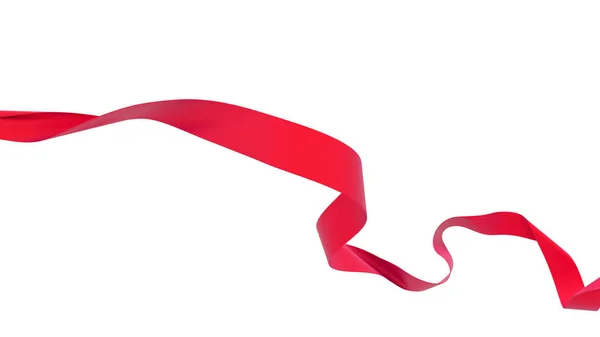 Smooth red ribbon isolated on white background. 3d render — Stock Photo, Image