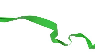 Beyaz arkaplanda yeşil kurdele izole edildi