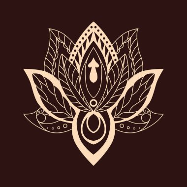Lotus Mandala. Vektör süs Lotus, etnik zentang. Süsleme