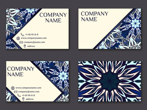 Vector vintage business card set. Beauty designs. Front page and — Stock Photo, Image