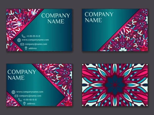 Vector vintage business card set. Beauty designs. Front page and — Stock Photo, Image