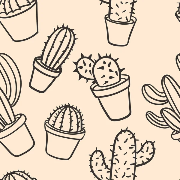 Naadloze patroon met cactus. Patroon van cactus. Cactussen in potten. — Stockfoto