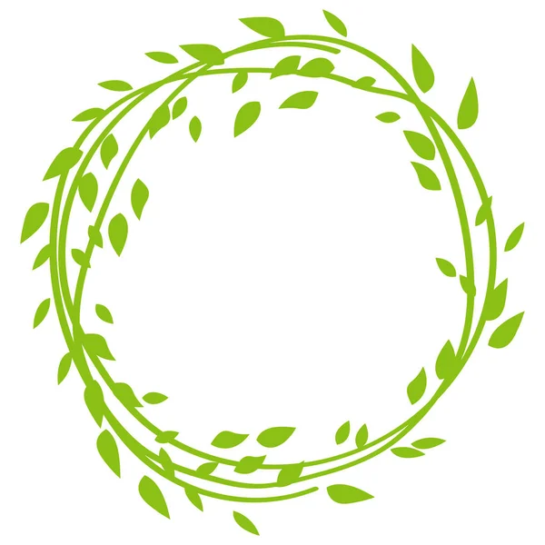 Yapraklardan yapılmış yuvarlak bir çerçeve. Çiçek çerçevesi. Vektör illüstrasyonu