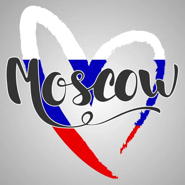 Moscow lettering. Hand written Moscow. Russian flag in the the s