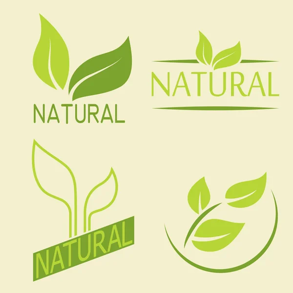 Etiketten, Logos mit Text. natürliche, ökologische Lebensmittel. Bio-Lebensmittel — Stockfoto