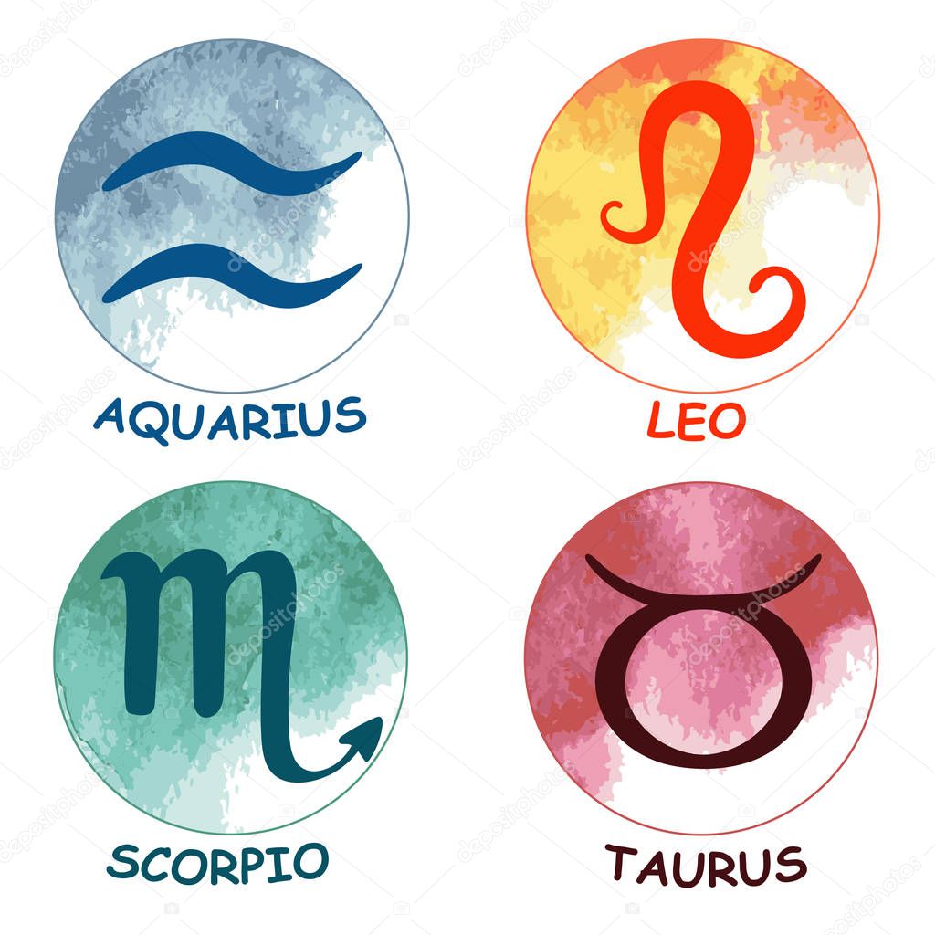 Zodiac signs. Zodiac icons. Set of round zodiac icons . Gemini, 