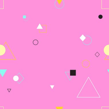 Memphis tarzı soyut seamless modeli. Renkli geometrik d