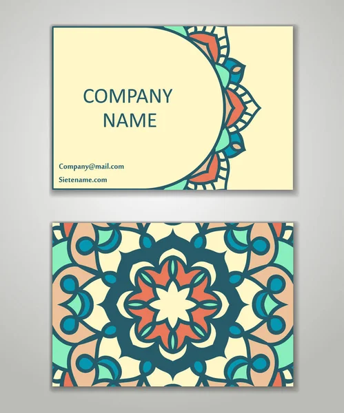 Vector vintage business card set. Beauty designs. Floral mandala — Stock Vector