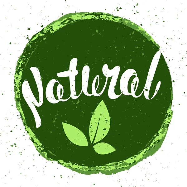 Logo Natural con hojas, producto natural. Insignia de comida ecológica en — Archivo Imágenes Vectoriales