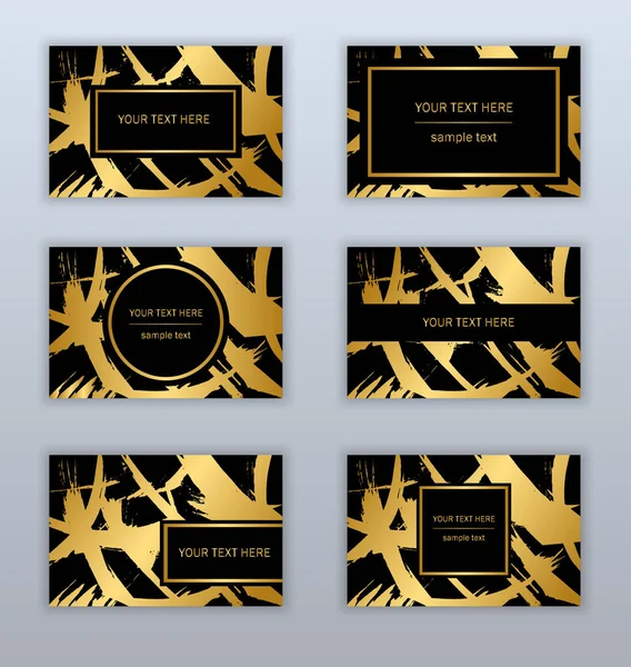 Beyaz, siyah ve altın kartvizit şablonları kümesi. Modern ab
