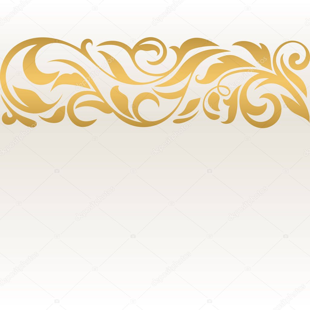 Golden abstract border on a light background. Vintage pattern.