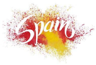 El yazısı İspanya. Vektör yazı. İspanya bayrağı rengini yapılan